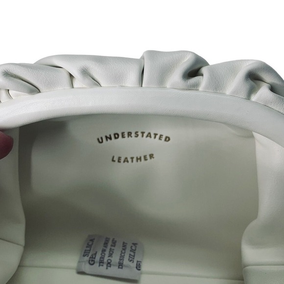 Understated Leather Vegan Crescent Clutch Fringe Handbag Ivory Dustbag NWOT $110 - Picture 7 of 10